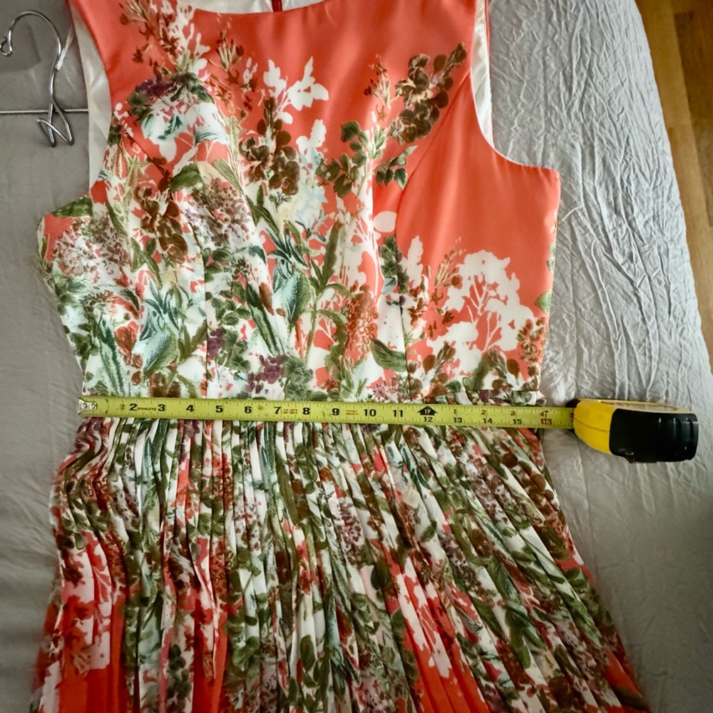 Adrianna Papell Orange Green Pleated Maxi Dress size 12 - Picture 8 of 11
